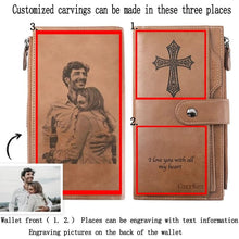 Load image into Gallery viewer, Custom Engraved leather Zipper Buckle Wallet