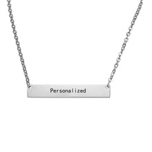 Load image into Gallery viewer, Personalized Bar Pendant Necklace Sivler