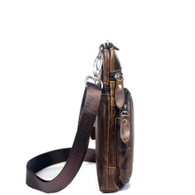 Load image into Gallery viewer, Genuine Leather Messenger Bag Men Laser Engraving Logo Gift Handbags Zipper Pockets Small Leisure Genuine Leather Bag Male