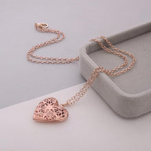 Load image into Gallery viewer, Engraved Custom Photo Heart Shaped Pendant Necklace Rose Gold
