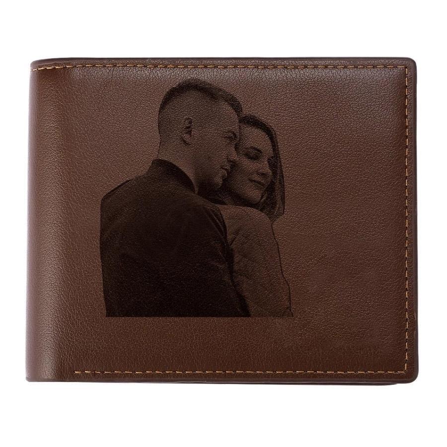 Customized Photo Men's Trifold Wallet Brown