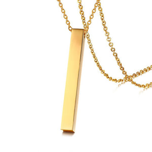 Long Bar Vertical Necklace Gold