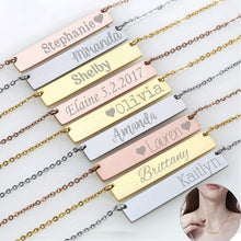 Load image into Gallery viewer, Engraving Personalized Bar Necklaces Centered
