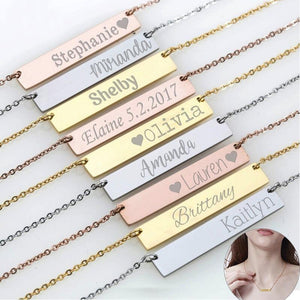 Engraving Personalized Bar Necklaces Centered