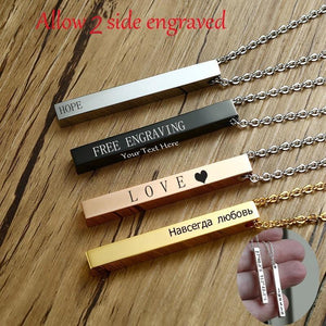 Long Bar Vertical Necklace Rose Gold