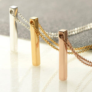 Long Bar Vertical Necklace Rose Gold