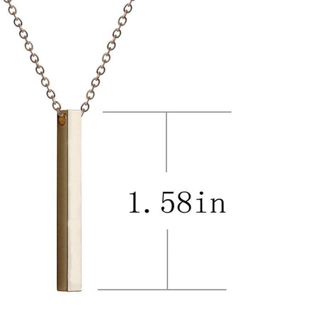 Engraved Date Name Pendant Necklace Silver