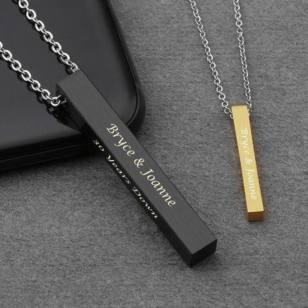 Long Bar Vertical Necklace Rose Gold