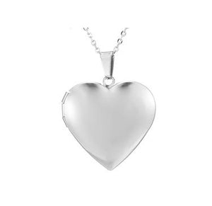 Custom Photo Text Heart Shaped Necklace Silver