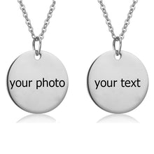 Load image into Gallery viewer, Customized Photo Text Round Necklace Silver
