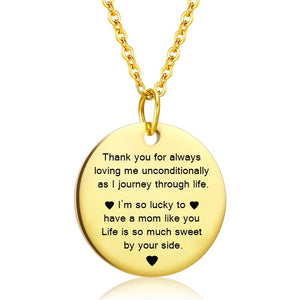 Customized Photo Text Round Necklace Gold