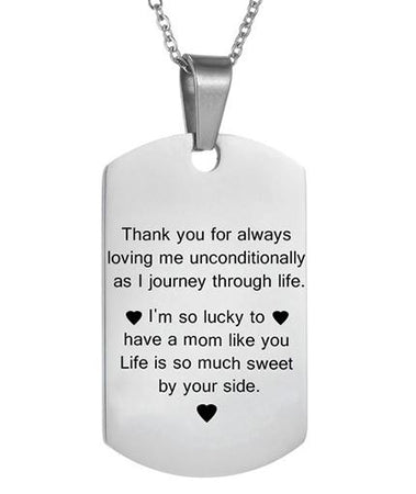 Customized Photo Text Tag Necklace Silver