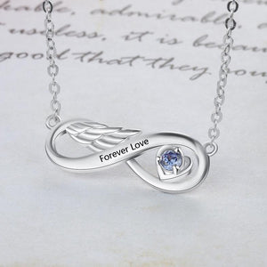 Infinity Angel Wing Necklace With Birthstone Sterling Silver