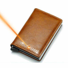 Load image into Gallery viewer, Custom Name Card Holder Anti RFID Slimwallet
