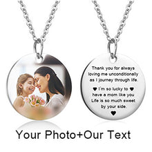 Load image into Gallery viewer, Customized Photo Text Round Necklace Silver
