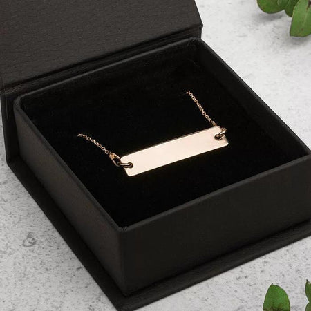 Custom Engraved Silver Bar Chain Necklace