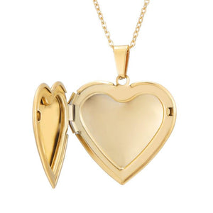 Custom photo Text heart shaped necklace Gold