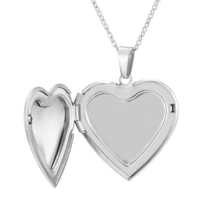 Custom Photo Text Heart Shaped Necklace Silver