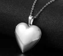 Load image into Gallery viewer, Custom Photo Text Heart Shaped Necklace Silver
