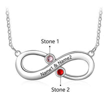 Load image into Gallery viewer, Custom Infinity Necklace With Two Birthstones Silver
