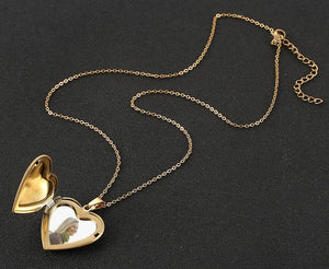 Custom photo Text heart shaped necklace Gold