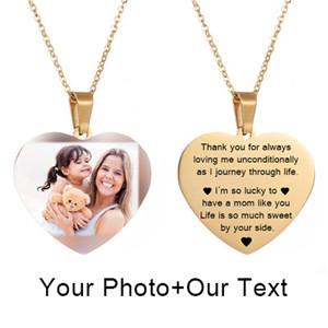 Heart Custom Photo Necklace Golden