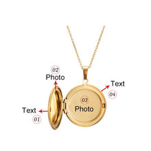 Load image into Gallery viewer, Custom photo Text Round shaped necklace Gold
