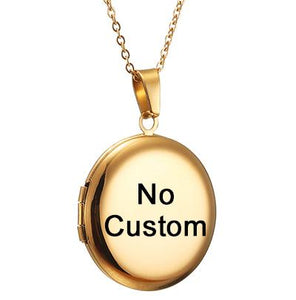 Custom photo Text Round shaped necklace Gold