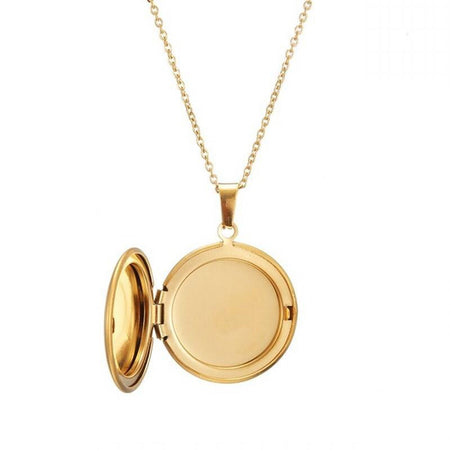 Custom photo Text Round shaped necklace Gold