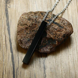 Long Bar Vertical Necklace Black