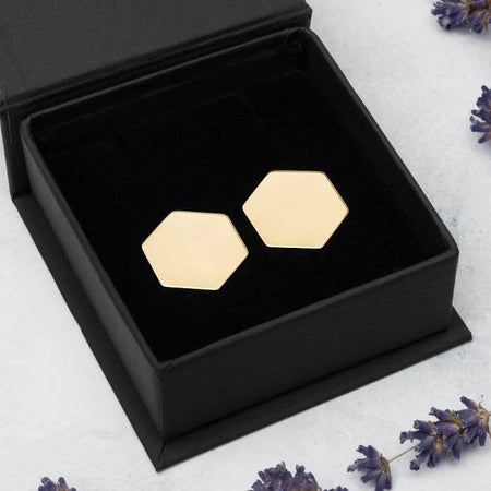 Sterling Silver Hexagon Stud Earrings