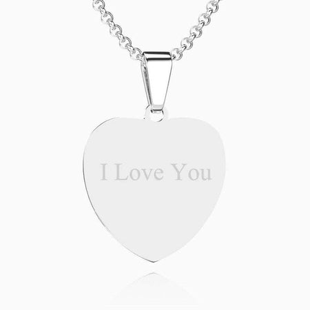 Heart Custom Text Necklace Silver