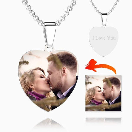 Heart Custom Photo Necklace Silver