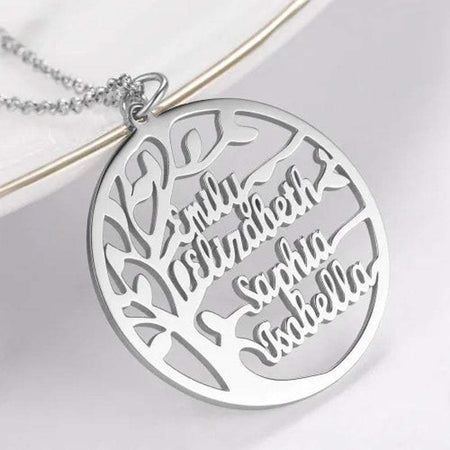 Tree Of Life Custom Name Necklace Silver