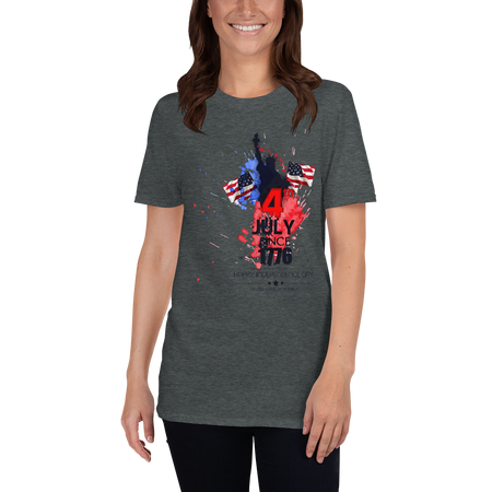 Women's Short-Sleeve The Statue of Liberty T-Shirt Happy Independence Day United State of America 4th Of July T-Shirt 100% ring-spun cotton Tee