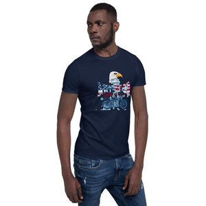 Men's Short Sleeve T-Shirt 3D Printed  Independence Eagle Cool Vintage Motorcycle Graphic Sleeve Tee