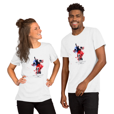 Unisex Short-Sleeve The Statue of Liberty T-Shirt Happy Independence Day United State of America 4th Of July T-Shirt 100% ring-spun cotton Tee