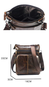 Genuine Leather Messenger Bag Men Laser Engraving Logo Gift Handbags Zipper Pockets Small Leisure Genuine Leather Bag Male