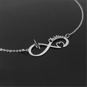 Heartbeat Infinity Necklace Love Name Platinum Plated