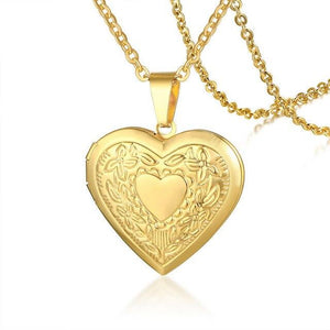 Heart Shaped Box Pendant Necklace In Gold