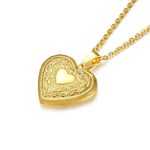 Heart Shaped Box Pendant Necklace In Gold