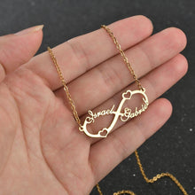 Load image into Gallery viewer, Custom Infinity 2 Name Heart Necklace in Gold
