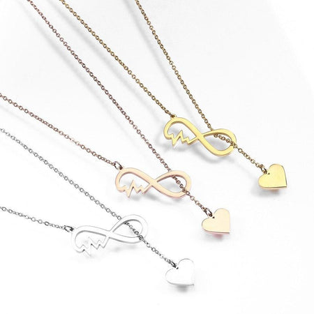 Custom Infinity Heartbeat Long Chain Necklace