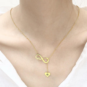 Custom Infinity Heartbeat Long Chain Necklace