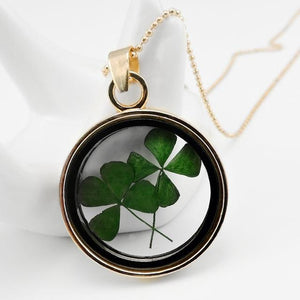 Lucky Four Leaf Real Flower Necklace