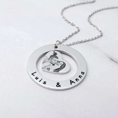 Custom Photo Stainless Steel Engraved Necklace