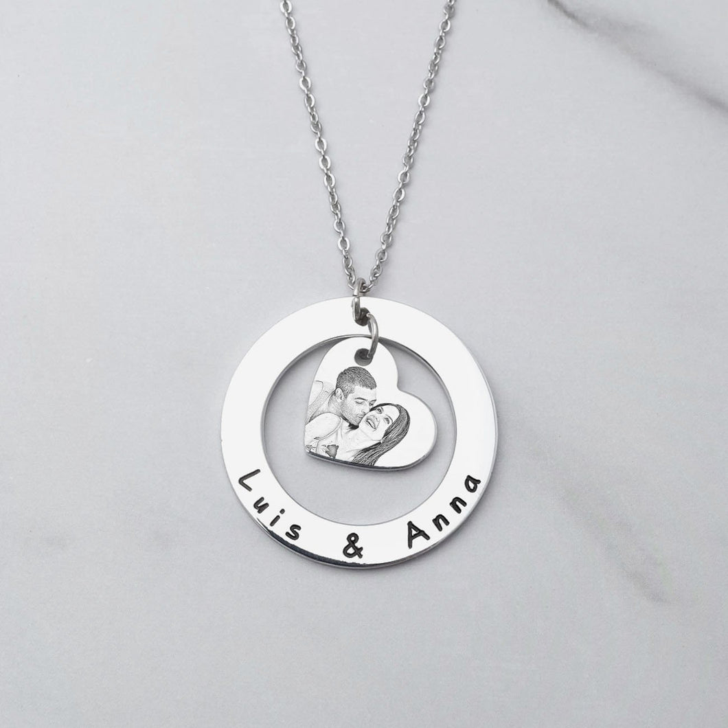 Custom Photo Stainless Steel Engraved Necklace