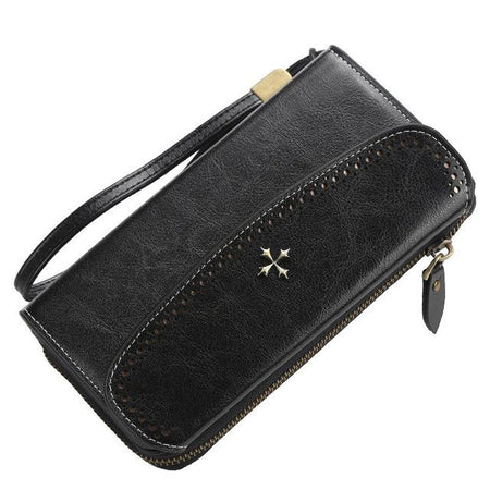Custom Name Engraving Zipper Fashion Leather Long Wallet For Women