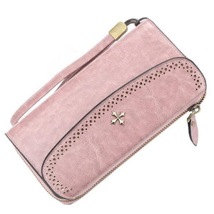 Custom Name Engraving Zipper Fashion Leather Long Wallet For Women