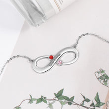 Load image into Gallery viewer, Custom Infinity Necklace With Two Birthstones Silver
